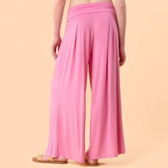 Blogilates -  Women's Homebody Foldover Wide Leg Pant Pink - Picture 2 of 4